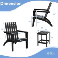 Tangkula 3PCS Patio Adirondack Chair Side Table Set Solid Wood Garden Deck Bistro Set Classic Furniture -Outdoor Garden Store GUEST 8e101953 78b5 4901 af95 06870451f3b8