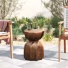 LuxenHome Weathered Copper Cement Indoor Outdoor Hourglass Side Table
