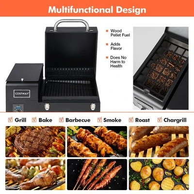 Costway Electric Wood Pellet Grill And Smoker Tabletop W/ Temperature Probe 5 Costway Electric Wood Pellet Grill And Smoker Tabletop W/ Temperature Probe - Image 5
