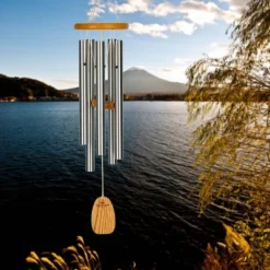 Woodstock Wind Chimes Signature Collection, Chimes Of Kyoto, 25'' Silver Wind Chime KWS