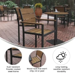 Emma And Oliver Outdoor Stacking Side Chair With Faux Teak Poly Slat Seat, Back And Arms And Metal Frame 16 Emma And Oliver Outdoor Stacking Side Chair With Faux Teak Poly Slat Seat, Back And Arms And Metal Frame -Outdoor Garden Store GUEST 8f51661b 9661 459b 8b2b 1d22430ec6d2