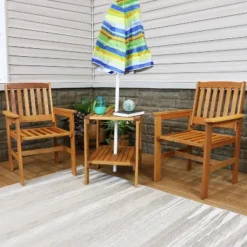 Sunnydaze Decor Sunnydaze Outdoor Meranti Wood With Teak Oil Finish Patio Table And Chairs Conversation Set - Brown - 3pc -Outdoor Garden Store GUEST 8f911fb2 f28e 4b8c 94fc 296ff0d7bb33