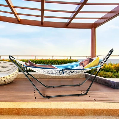 Costway Hammock Stand Heavy Duty Steel Frame Hanging Hooks Indoor Outdoor 5 Costway Hammock Stand Heavy Duty Steel Frame Hanging Hooks Indoor Outdoor - Image 5