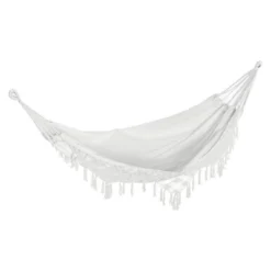 Outsunny Extra Large Boho Hammock With Macrame Tassel Fringe, Includes Carrying Bag, Indoor Outdoor Tree Hammock For Porch, Backyard, Camping, White 7 Outsunny Extra Large Boho Hammock With Macrame Tassel Fringe, Includes Carrying Bag, Indoor Outdoor Tree Hammock For Porch, Backyard, Camping, White -Outdoor Garden Store GUEST 8fd80260 34aa 4f03 b506 9c2db9e63942