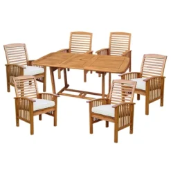 7pc Acacia Wood Patio Dining Set With Cushions - Saracina Home -Outdoor Garden Store GUEST 9072023e f892 4abd acae 5ef356f7347a