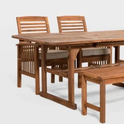 Ravenscroft 4pc Extendable Acacia Wood Outdoor Dining Set - Saracina Home -Outdoor Garden Store GUEST 9093e35d 2049 4ddb a85b 14254399b8d2