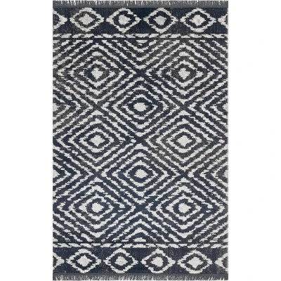 NuLOOM Zaria Diamond Tiles Fringed Indoor/Outdoor Patio Area Rug 6 NuLOOM Zaria Diamond Tiles Fringed Indoor/Outdoor Patio Area Rug - Image 6