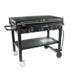 Razor Griddle 37 Inch Outdoor Steel 4 Burner Propane Gas Grill Griddle With Wheels And Top Cover Lid Folding Shelves For Home BBQ Cooking, Black