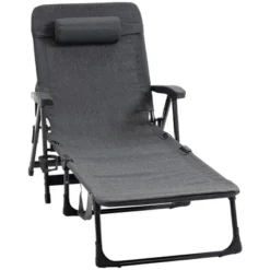 Outsunny Outdoor Folding Chaise Lounge Chair, Mesh Fabric Pool Chair With Adjustable Backrest, Pillow And Cup Holder For Poolside, Deck, Gray 7 Outsunny Outdoor Folding Chaise Lounge Chair, Mesh Fabric Pool Chair With Adjustable Backrest, Pillow And Cup Holder For Poolside, Deck, Gray -Outdoor Garden Store GUEST 926d9d34 609c 4667 bd7a 526ca1638e88
