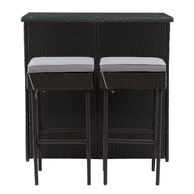 Parksville Patio Bar Set With Cushions - Black/Gray - CorLiving 7 Parksville Patio Bar Set With Cushions - Black/Gray - CorLiving - Image 7