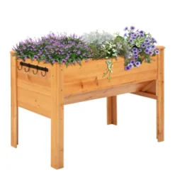 Outsunny 48'' Fir Wood Raised Garden Bed With Tool Hooks, Elevated Planter Box Stand With Unique Funnel Design For Backyard, Patio To Grow Vegetables -Outdoor Garden Store GUEST 928cbe53 b4c8 49ac bc7e b5e6d47f98fc