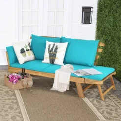 Costway Patio Convertible Sofa Daybed Solid Wood Adjustable Thick Cushion TurquoiseRed White 25 Costway Patio Convertible Sofa Daybed Solid Wood Adjustable Thick Cushion TurquoiseRed White -Outdoor Garden Store GUEST 92cbc818 ee03 4fdf 93a7 41347aff1c1b