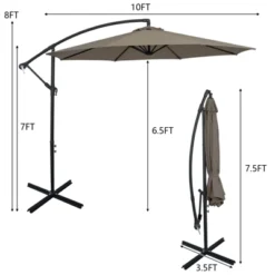 Tangkula 10FT Patio Offset Umbrella 8 Ribs Cantilever Umbrella W/Crank For Poolside Garden -Outdoor Garden Store GUEST 92d3017d bfe1 4ceb 93bd b8610f4c77db