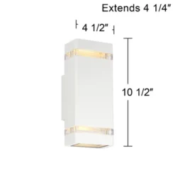 Possini Euro Design Modern Outdoor Wall Light Fixture White 2-Light Up Down 10 1/2" Clear Glass Inserts For Exterior Barn Deck House Porch Yard Patio 11 Possini Euro Design Modern Outdoor Wall Light Fixture White 2-Light Up Down 10 1/2" Clear Glass Inserts For Exterior Barn Deck House Porch Yard Patio -Outdoor Garden Store GUEST 93246f31 ca6f 4cfd b8cb ca13881fbb65