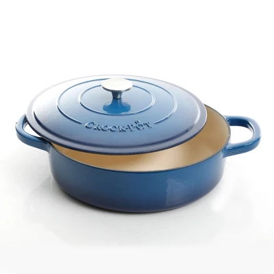 Crock-Pot Crock Pot Artisan Enameled 5 Quart Cast Iron Round Braiser Pan With Self Basting Lid In Sapphire Blue 8 Crock-Pot Crock Pot Artisan Enameled 5 Quart Cast Iron Round Braiser Pan With Self Basting Lid In Sapphire Blue - Image 8