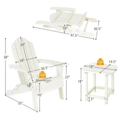 Tangkula Patio 2PCS Adirondack Chair Side Table Set Outdoor Chair Set With End Table Weather Resistant Cup Holder For Backyard Garden White -Outdoor Garden Store GUEST 939e5778 f3ed 4e41 b580 c418a717852c