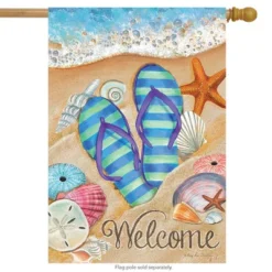 Briarwood Lane Day In The Sun Summer House Flag Flip Flops Welcome Shoreline 28" X 40"