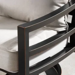 5pc Outdoor Fire Table Set With Hammered 44" Round Fire Table, 4 Deep Seating Swivel Rocking Chairs & Table Fabric Covers - Oakland Living -Outdoor Garden Store GUEST 945b0a06 5cf6 45c5 b2ab c87b9561c08c 5