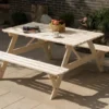 Gardenised Outdoor Wooden Patio Deck Garden 6-Person Picnic Table, For Backyard, Garden