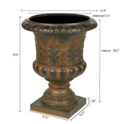 LuxenHome Weathered Brown Decorative MgO Urn Planter 11 LuxenHome Weathered Brown Decorative MgO Urn Planter -Outdoor Garden Store GUEST 9539af0b 7b0f 4b4a bd83 a889cf1cd1e5