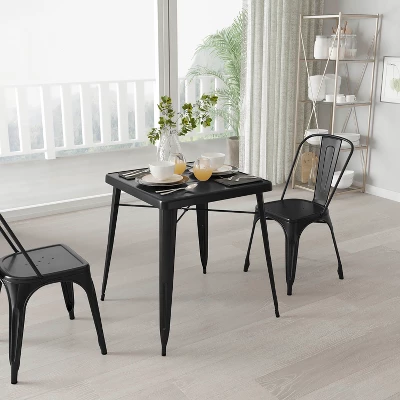 Merrick Lane Benson 23.75" Square Metal Dining Table For Indoor And Outdoor Use 1 Merrick Lane Benson 23.75" Square Metal Dining Table For Indoor And Outdoor Use