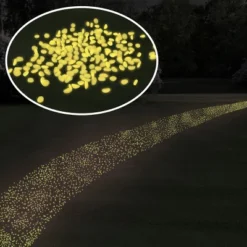 Garden Stones-200 Count Glow In The Dark Solar Pathway Pebble Lights-Decorative Glowing Rocks By Nature Spring (Yellow)