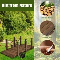 Costway 5 Ft Wooden Garden Bridge Arc Footbridge Stained Finish Walkway W/Rails -Outdoor Garden Store GUEST 96d0c4e9 b44c 4b6f 85ba d89ef2f6198d