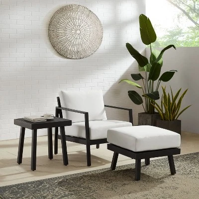 Linon Lark Aluminum Ottoman 6 Linon Lark Aluminum Ottoman - Image 6