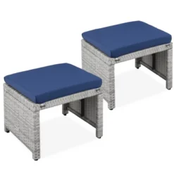 Best Choice Products Set Of 2 Multipurpose Patio Wicker Ottomans W/ Removable Cushions, Steel Frame -Outdoor Garden Store GUEST 976b84a2 8415 47a0 ba51 211999101549
