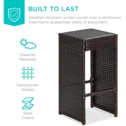 Best Choice Products 7-Piece Outdoor Rattan Wicker Bar Dining Patio Furniture Set W/ Glass Table Top, 6 Stools -Outdoor Garden Store GUEST 979f8915 322d 4142 9a61 536d1832278c