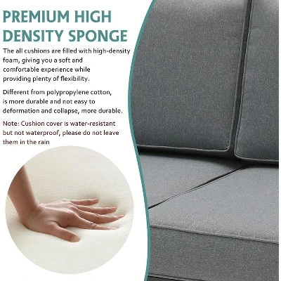 Patio Aluminum Outdoor Loveseat, Patio Sofa Couch Chair With Cushions (Grey) 4 Patio Aluminum Outdoor Loveseat, Patio Sofa Couch Chair With Cushions (Grey) - Image 4