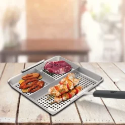 Yukon Glory BBQ 'N SERVE 3 Section BBQ Grill Basket The Grilling Basket Includes A Clip-On Handle -Outdoor Garden Store GUEST 982ca215 c0d9 4191 a084 fd50a5375507