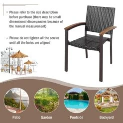 Costway Set Of 4 Outdoor Patio PE Rattan Dining Chairs Armrest Stackable Garden 13 Costway Set Of 4 Outdoor Patio PE Rattan Dining Chairs Armrest Stackable Garden -Outdoor Garden Store GUEST 9902389e 1fad 4209 ba42 526641813d80