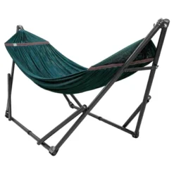 Tranquillo Universal 106.5 Inch Double Hammock Swing With Adjustable Powder-Coated Steel Stand And Carry Bag For Indoor Or Outdoor Use, Peacock