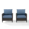 Kiawah 2pk Wicker Patio Chair Blue - Crosley