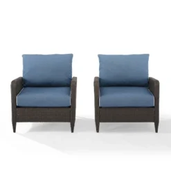 Kiawah 2pk Wicker Patio Chair Blue - Crosley