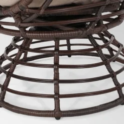 Pitner Wicker Swivel Egg Chair - Dark Brown/Beige - Christopher Knight Home -Outdoor Garden Store GUEST 9a6e93d8 55ba 4398 8256 91300cdf796e