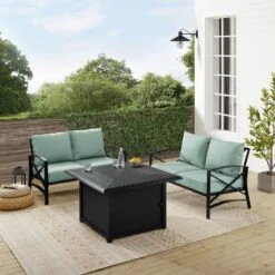 Kaplan 3pc Outdoor Conversation Set With Fire Table & 2 Loveseats - Mist - Crosley 18 Kaplan 3pc Outdoor Conversation Set With Fire Table & 2 Loveseats - Mist - Crosley -Outdoor Garden Store GUEST 9a9365f7 07bf 40bf 9145 a2473e52c13a