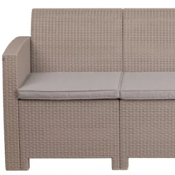 Merrick Lane Outdoor Furniture Resin Sofa Faux Rattan Wicker Pattern Patio 3-Seat Sofa With All-Weather Cushions -Outdoor Garden Store GUEST 9bdaf463 7ca9 467b 8e86 0e5e8ce0c957