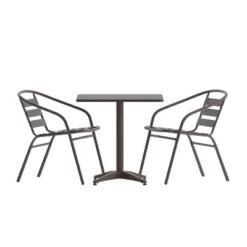 Emma And Oliver 23.5'' Square Aluminum Indoor-Outdoor Table Set With 2 Slat Back Chairs 23 Emma And Oliver 23.5'' Square Aluminum Indoor-Outdoor Table Set With 2 Slat Back Chairs -Outdoor Garden Store GUEST 9c9460fa ad33 446f 8dd3 4f5f521bb30a