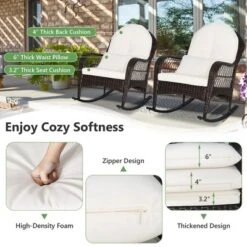 Costway 2PCS Patio Wicker Rocking Chair W/Seat Back Cushions & Lumbar Pillow Balcony 13 Costway 2PCS Patio Wicker Rocking Chair W/Seat Back Cushions & Lumbar Pillow Balcony -Outdoor Garden Store GUEST 9ce0f99b ed5d 4ef6 8903 6d929b36c973
