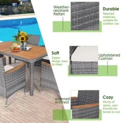 Costway 7PCS Patio Rattan Dining Set Acacia Wood Table Cushioned Chair Mix Gray 15 Costway 7PCS Patio Rattan Dining Set Acacia Wood Table Cushioned Chair Mix Gray -Outdoor Garden Store GUEST 9d908b62 f346 4023 9fbb 3c62db8cb488