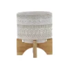 Sagebrook Home With Wood Stand Geometric Ceramic Planter Pots