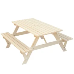 Gardenised Outdoor Wooden Patio Deck Garden 6-Person Picnic Table, For Backyard, Garden -Outdoor Garden Store GUEST 9f8e3067 17d5 40a3 b5a8 380cc1bb1002