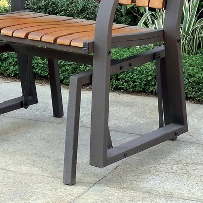 HOMES: Inside + Out Fluxe Slat Back Cast Iron Outdoor Rocking Chair Dark Gray/Oak - HOMES: Inside + Out 2 HOMES: Inside + Out Fluxe Slat Back Cast Iron Outdoor Rocking Chair Dark Gray/Oak - HOMES: Inside + Out - Image 2