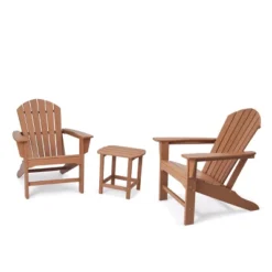3pk Seating Set With Plastic Resin Adirondack Chairs & Side Table - EDYO LIVING -Outdoor Garden Store GUEST 9feb9fc3 c75a 4ed1 9be5 7c1831c7f3ea
