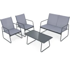 Costway 4-Piece Metal Patio Furniture Chat Set Outdoor Conversation Table Garden 17 Costway 4-Piece Metal Patio Furniture Chat Set Outdoor Conversation Table Garden -Outdoor Garden Store GUEST a0392d02 24e1 473d a261 d9ce9582ac94