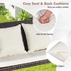 Costway Patio Rattan Porch Swing 2-Person Hanging Chair Cushioned Loveseat For Backyard 14 Costway Patio Rattan Porch Swing 2-Person Hanging Chair Cushioned Loveseat For Backyard -Outdoor Garden Store GUEST a064cdc6 9bac 4d52 863d a4be194fb1cd