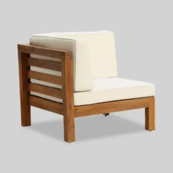 Oana 7pc Acacia V-Shaped Sectional Sofa Set With Fire Pit - Teak/Beige/Light Gray - Christopher Knight Home -Outdoor Garden Store GUEST a07ff955 b3d4 468d a75b 480cf131f0f8