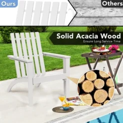 Costway 3PCS Patio Adirondack Chair Side Table Set Solid Wood Garden Deck White -Outdoor Garden Store GUEST a08d6cb0 6ff5 4359 ac80 440f702c3957